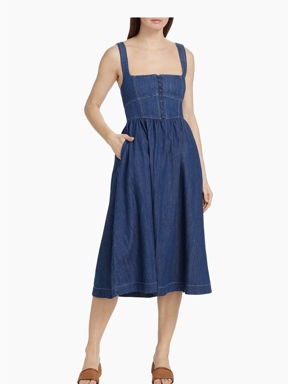Reformation Tagliatelle Denim Midi Dress size 8 (medium) NWT retails $218